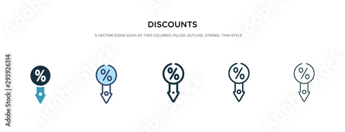 discounts icon in different style vector illustration. two colored and black discounts vector icons designed in filled, outline, line and stroke style can be used for web, mobile, ui