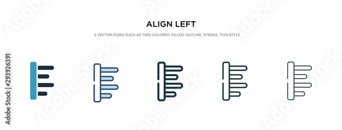 align left icon in different style vector illustration. two colored and black align left vector icons designed in filled, outline, line and stroke style can be used for web, mobile, ui