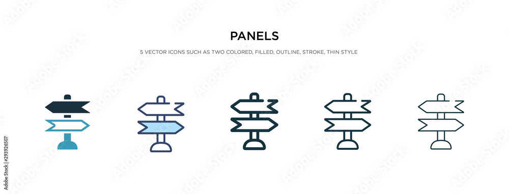 panels icon in different style vector illustration. two colored and black panels vector icons designed in filled, outline, line and stroke style can be used for web, mobile, ui
