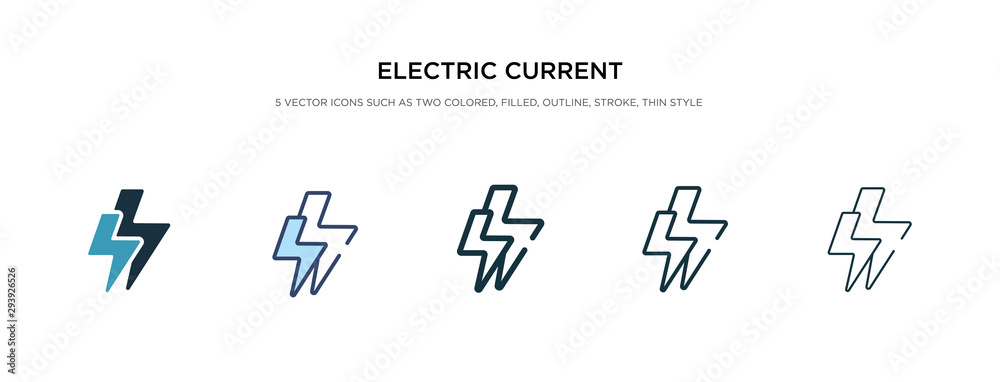 electric current icon in different style vector illustration. two colored and black electric current vector icons designed in filled, outline, line and stroke style can be used for web, mobile, ui electric current icon in different style vector illustration. two colored and black electric current vector icons designed in filled, outline, line and stroke style can be used for web, mobile, ui