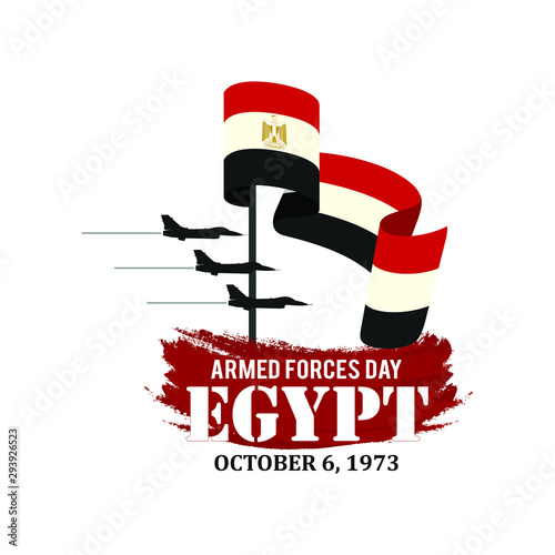Armed Forces Day of Egypt. October 6, 1973. Arabic Translated: The victory of October. Vector Illustration.