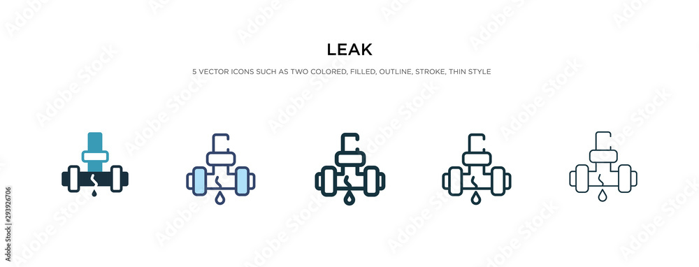 leak icon in different style vector illustration. two colored and black leak vector icons designed in filled, outline, line and stroke style can be used for web, mobile, ui
