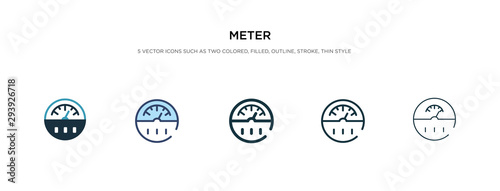 meter icon in different style vector illustration. two colored and black meter vector icons designed in filled, outline, line and stroke style can be used for web, mobile, ui