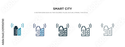 smart city icon in different style vector illustration. two colored and black smart city vector icons designed in filled, outline, line and stroke style can be used for web, mobile, ui