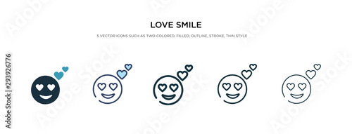 love smile icon in different style vector illustration. two colored and black love smile vector icons designed in filled, outline, line and stroke style can be used for web, mobile, ui