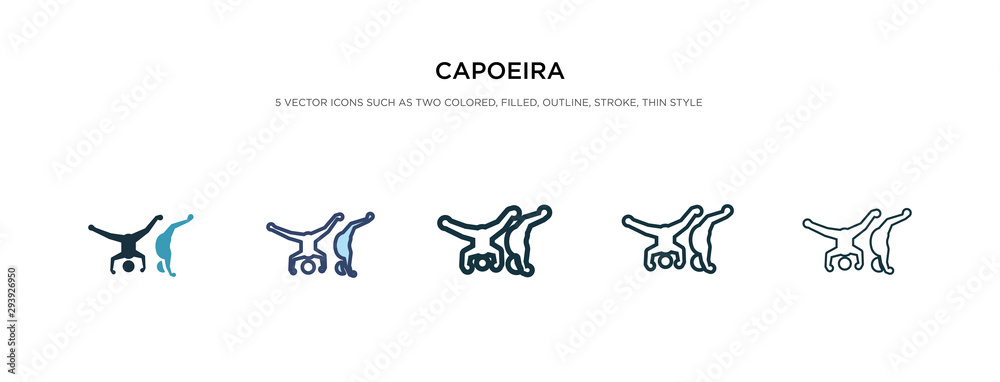 Plakat capoeira icon in different style vector illustration. two colored and black capoeira vector icons designed in filled, outline, line and stroke style can be used for web, mobile, ui