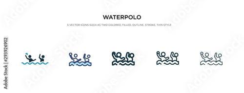 waterpolo icon in different style vector illustration. two colored and black waterpolo vector icons designed in filled, outline, line and stroke style can be used for web, mobile, ui