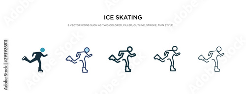 ice skating icon in different style vector illustration. two colored and black ice skating vector icons designed in filled, outline, line and stroke style can be used for web, mobile, ui