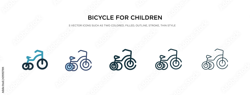 bicycle for children icon in different style vector illustration. two colored and black bicycle for children vector icons designed in filled, outline, line and stroke style can be used for web,