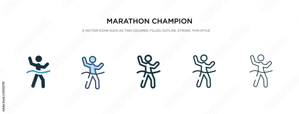 marathon champion icon in different style vector illustration. two colored and black marathon champion vector icons designed in filled, outline, line and stroke style can be used for web, mobile, ui