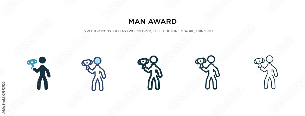 man award icon in different style vector illustration. two colored and black man award vector icons designed in filled, outline, line and stroke style can be used for web, mobile, ui