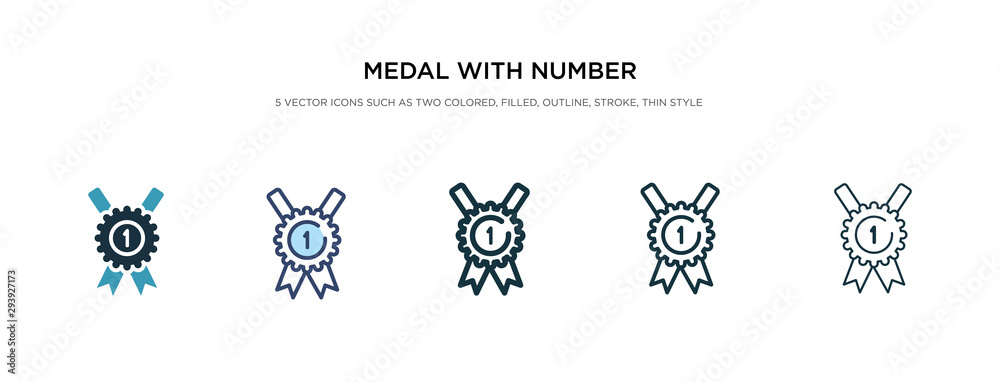 medal with number 1 icon in different style vector illustration. two colored and black medal with number 1 vector icons designed in filled, outline, line and stroke style can be used for web,