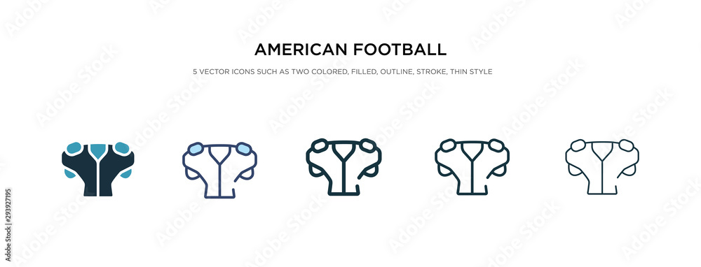 american football player black t shirt cloth icon in different style vector illustration. two colored and black american football player black t shirt cloth vector icons designed in filled, outline,