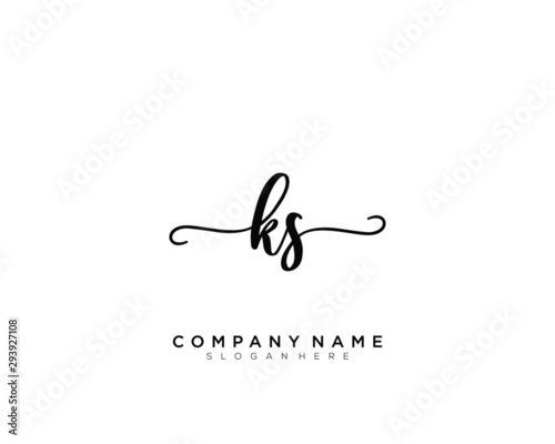 KS Initial Handwriting Logo Vector photo