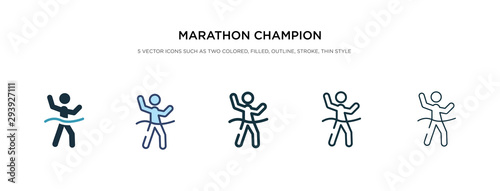 marathon champion icon in different style vector illustration. two colored and black marathon champion vector icons designed in filled, outline, line and stroke style can be used for web, mobile, ui © zaurrahimov
