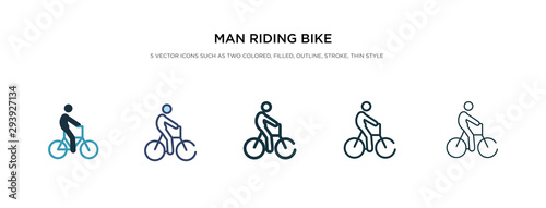 man riding bike icon in different style vector illustration. two colored and black man riding bike vector icons designed in filled, outline, line and stroke style can be used for web, mobile, ui