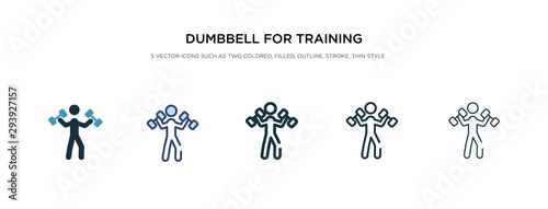 dumbbell for training icon in different style vector illustration. two colored and black dumbbell for training vector icons designed in filled, outline, line and stroke style can be used for web, © zaurrahimov