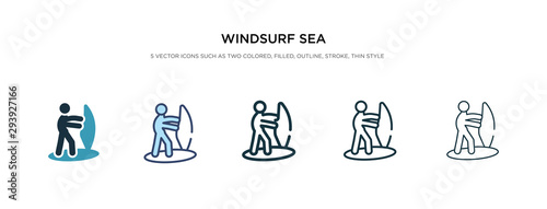 windsurf sea icon in different style vector illustration. two colored and black windsurf sea vector icons designed in filled  outline  line and stroke style can be used for web  mobile  ui