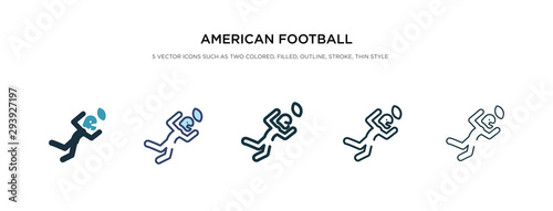american football player catching the ball icon in different style vector illustration. two colored and black american football player catching the ball vector icons designed in filled, outline,