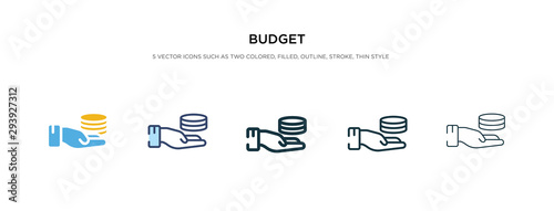 budget icon in different style vector illustration. two colored and black budget vector icons designed in filled, outline, line and stroke style can be used for web, mobile, ui