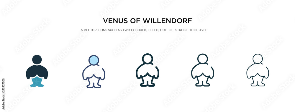 venus of willendorf icon in different style vector illustration. two ...