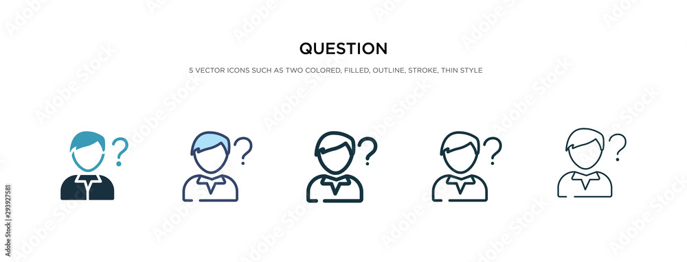 question icon in different style vector illustration. two colored and black question vector icons designed in filled, outline, line and stroke style can be used for web, mobile, ui question icon in different style vector illustration. two colored and black question vector icons designed in filled, outline, line and stroke style can be used for web, mobile, ui