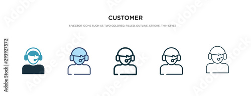 customer icon in different style vector illustration. two colored and black customer vector icons designed in filled, outline, line and stroke style can be used for web, mobile, ui