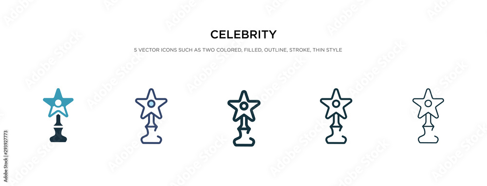 celebrity icon in different style vector illustration. two colored and black celebrity vector icons designed in filled, outline, line and stroke style can be used for web, mobile, ui