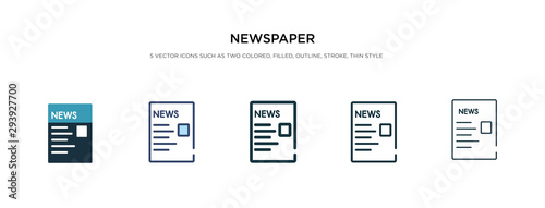 newspaper icon in different style vector illustration. two colored and black newspaper vector icons designed in filled, outline, line and stroke style can be used for web, mobile, ui