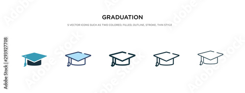graduation icon in different style vector illustration. two colored and black graduation vector icons designed in filled, outline, line and stroke style can be used for web, mobile, ui