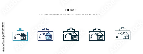 house icon in different style vector illustration. two colored and black house vector icons designed in filled, outline, line and stroke style can be used for web, mobile, ui