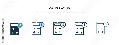 calculating icon in different style vector illustration. two colored and black calculating vector icons designed in filled, outline, line and stroke style can be used for web, mobile, ui
