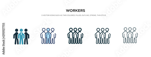 workers icon in different style vector illustration. two colored and black workers vector icons designed in filled, outline, line and stroke style can be used for web, mobile, ui