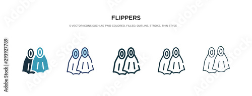 flippers icon in different style vector illustration. two colored and black flippers vector icons designed in filled, outline, line and stroke style can be used for web, mobile, ui