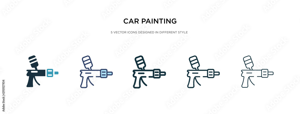 car painting icon in different style vector illustration. two colored and black car painting vector icons designed in filled, outline, line and stroke style can be used for web, mobile, ui