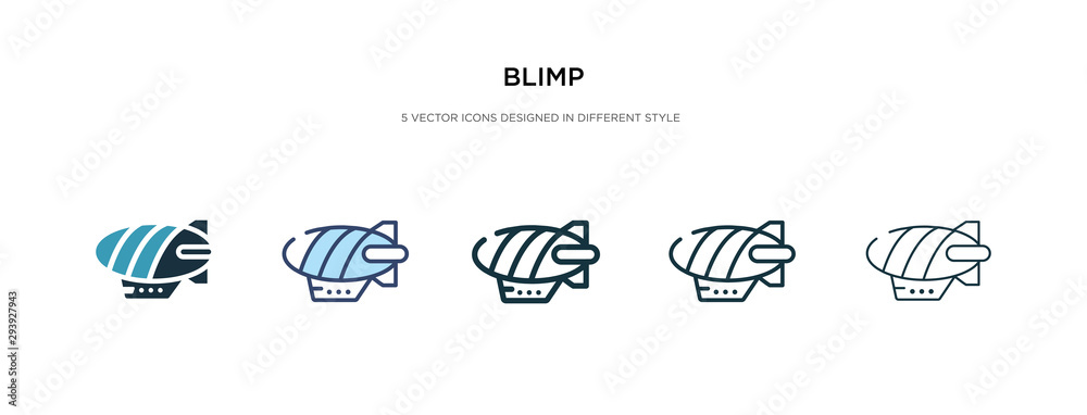 blimp icon in different style vector illustration. two colored and black blimp vector icons designed in filled, outline, line and stroke style can be used for web, mobile, ui