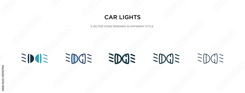 car lights icon in different style vector illustration. two colored and black car lights vector icons designed in filled, outline, line and stroke style can be used for web, mobile, ui