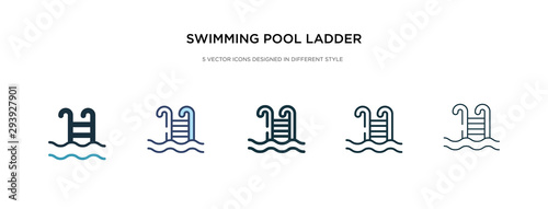 swimming pool ladder icon in different style vector illustration. two colored and black swimming pool ladder vector icons designed in filled, outline, line and stroke style can be used for web,