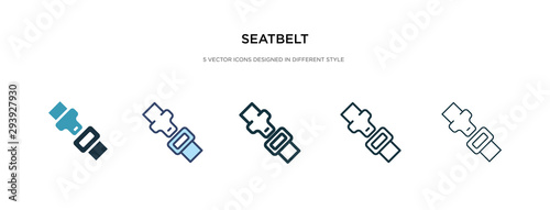 seatbelt icon in different style vector illustration. two colored and black seatbelt vector icons designed in filled, outline, line and stroke style can be used for web, mobile, ui