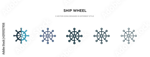 ship wheel icon in different style vector illustration. two colored and black ship wheel vector icons designed in filled, outline, line and stroke style can be used for web, mobile, ui