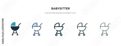 babysitter icon in different style vector illustration. two colored and black babysitter vector icons designed in filled, outline, line and stroke style can be used for web, mobile, ui