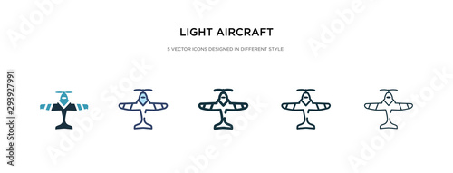 light aircraft icon in different style vector illustration. two colored and black light aircraft vector icons designed in filled, outline, line and stroke style can be used for web, mobile, ui
