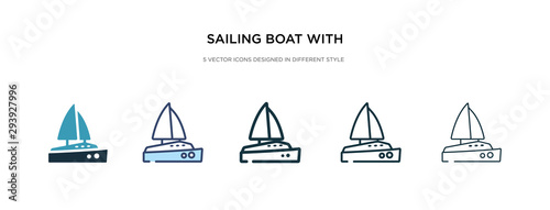 sailing boat with veils icon in different style vector illustration. two colored and black sailing boat with veils vector icons designed in filled, outline, line and stroke style can be used for