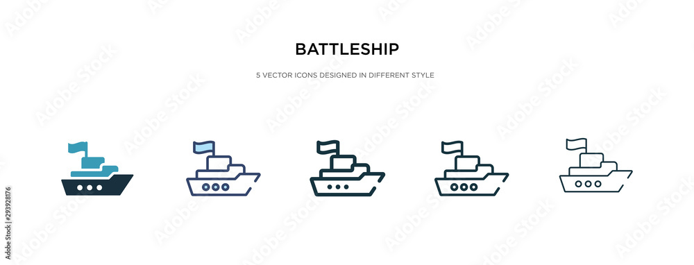 battleship icon in different style vector illustration. two colored and black battleship vector icons designed in filled, outline, line and stroke style can be used for web, mobile, ui