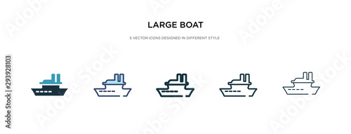 large boat icon in different style vector illustration. two colored and black large boat vector icons designed in filled, outline, line and stroke style can be used for web, mobile, ui