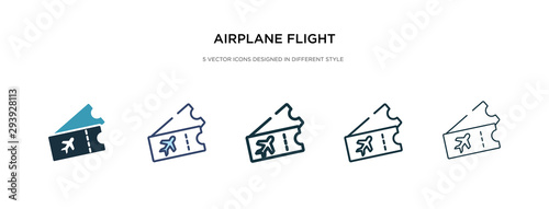 airplane flight tickets icon in different style vector illustration. two colored and black airplane flight tickets vector icons designed in filled, outline, line and stroke style can be used for