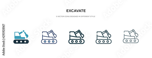 excavate icon in different style vector illustration. two colored and black excavate vector icons designed in filled, outline, line and stroke style can be used for web, mobile, ui