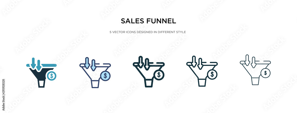 sales funnel icon in different style vector illustration. two colored and black sales funnel vector icons designed in filled, outline, line and stroke style can be used for web, mobile, ui