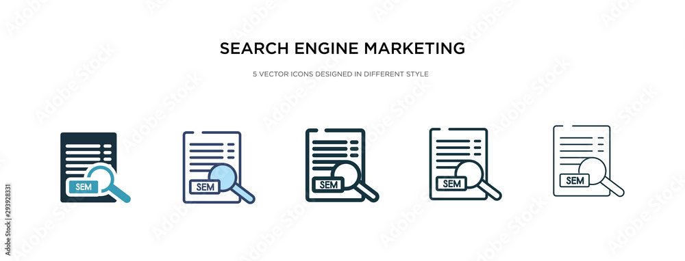 search engine marketing icon in different style vector illustration. two colored and black search engine marketing vector icons designed in filled, outline, line and stroke style can be used for search engine marketing icon in different style vector illustration. two colored and black search engine marketing vector icons designed in filled, outline, line and stroke style can be used for
