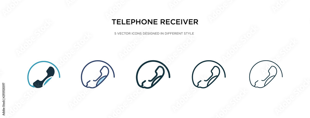 telephone receiver icon in different style vector illustration. two colored and black telephone receiver vector icons designed in filled, outline, line and stroke style can be used for web, mobile, - obrazy, fototapety, plakaty 